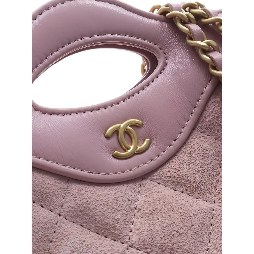 Chanel Micro Quilted Suede and Shiny Calfskin 31 Shopping Bag Pink Suede Very good - Box View