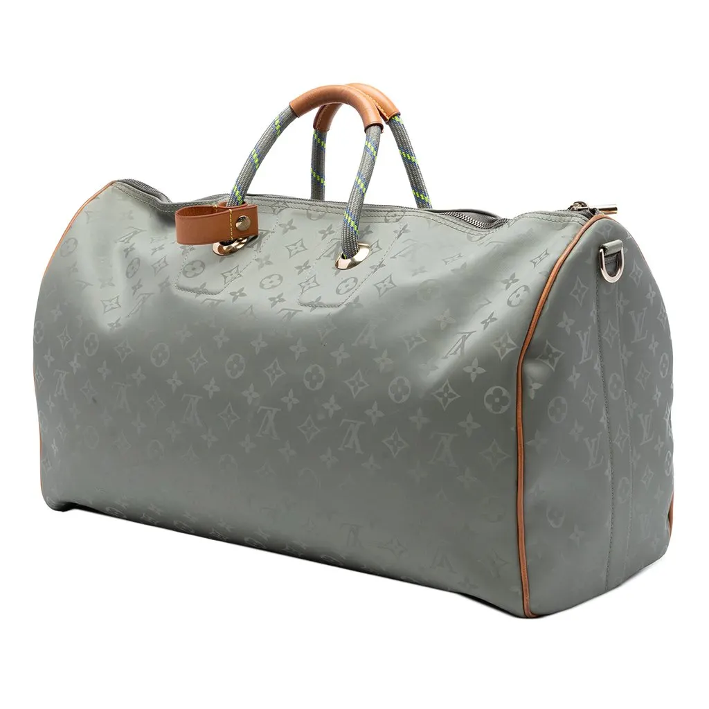 Louis Vuitton Monogram Titanium Keepall Bandouliere 50 Grey Very good - Back View