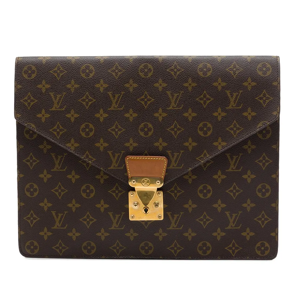 Louis Vuitton Monogram Porte Documents Senateur Brown Canvas Very good - Front View
