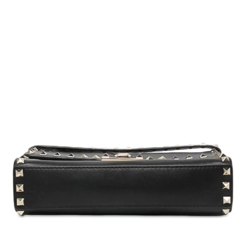Valentino Small Leather Rockstud Flip Lock Crossbody Black Leather Very good - Inside View