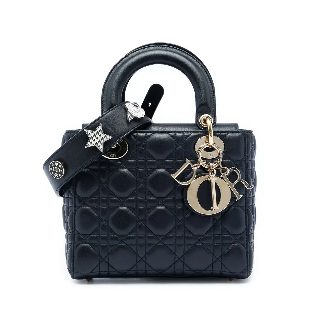 Dior Small Lambskin Cannage MyABCDior Lady Dior Black Leather Very good - Front View