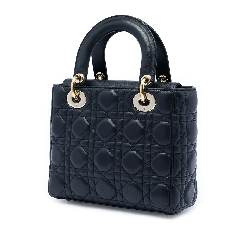 Dior Small Lambskin Cannage MyABCDior Lady Dior Black Leather Very good - Back View