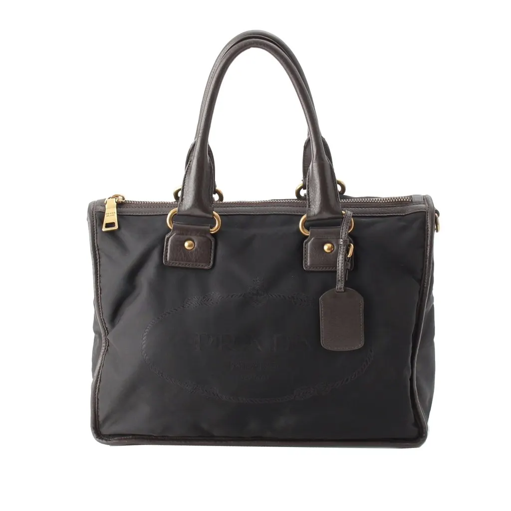 Prada Tessuto Canapa Logo Satchel Black Very good - Front View