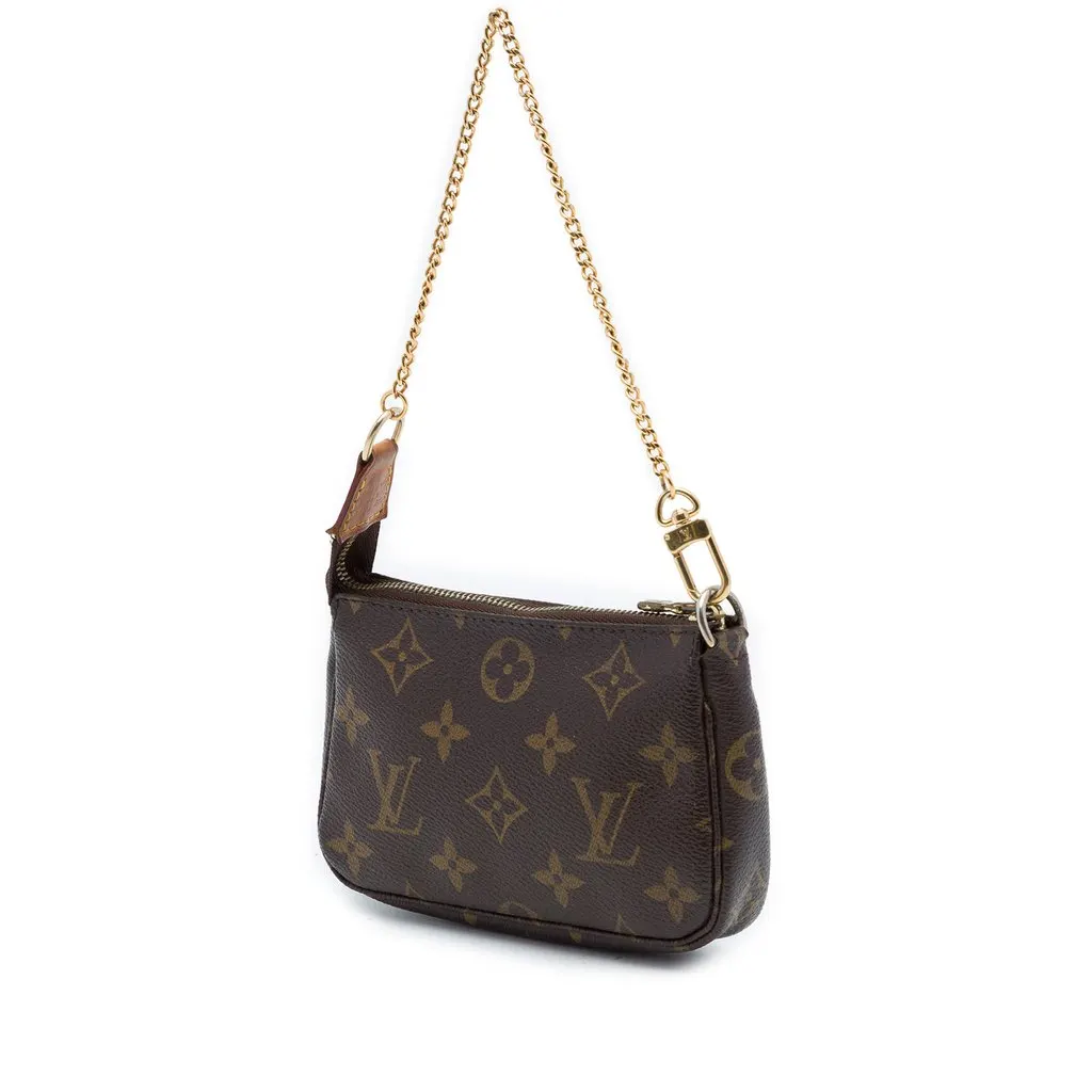 Louis Vuitton Monogram Mini Pochette Accessoires Brown Good - Back View