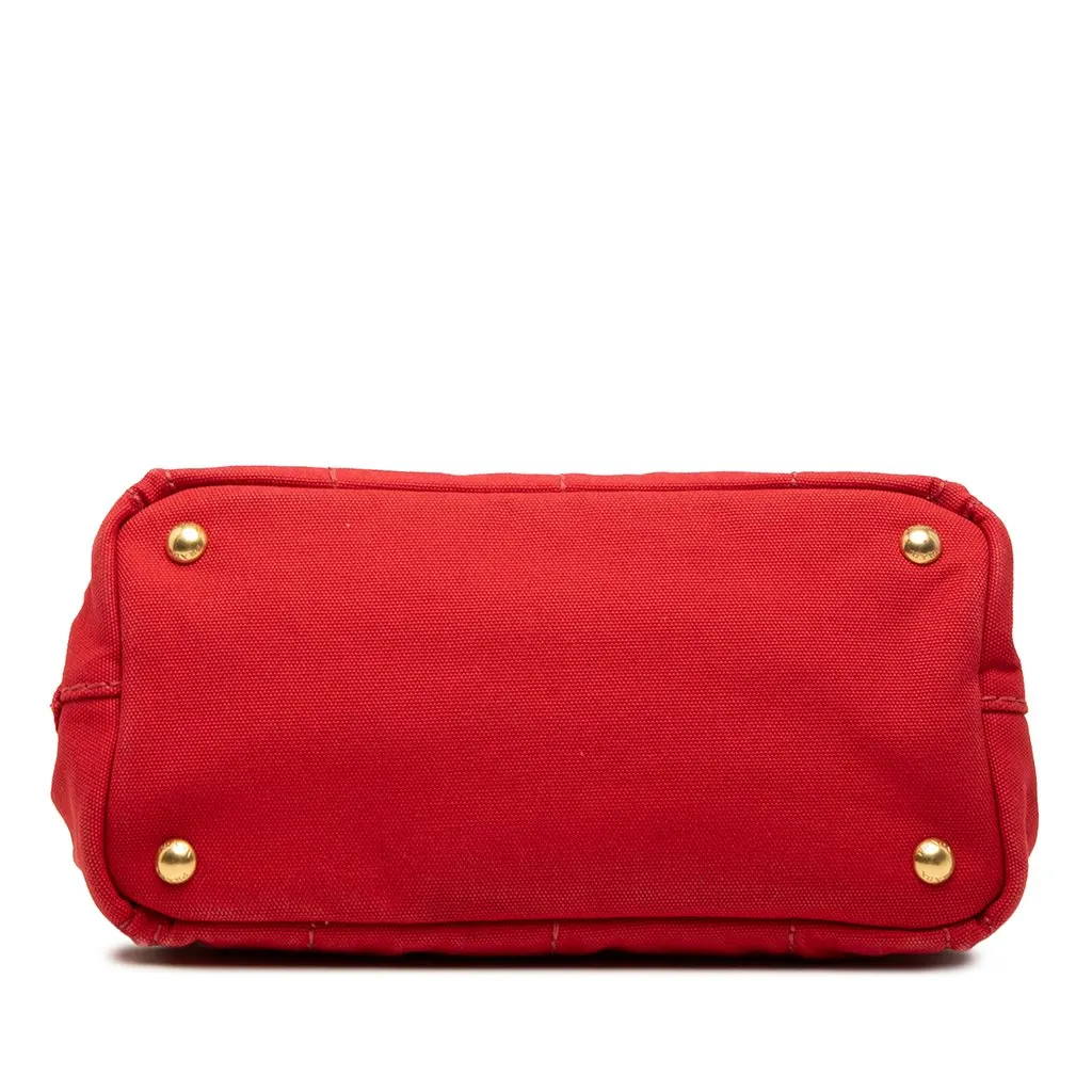 Prada Small Canvas Canapa Logo Tote Red Very good - Inside View