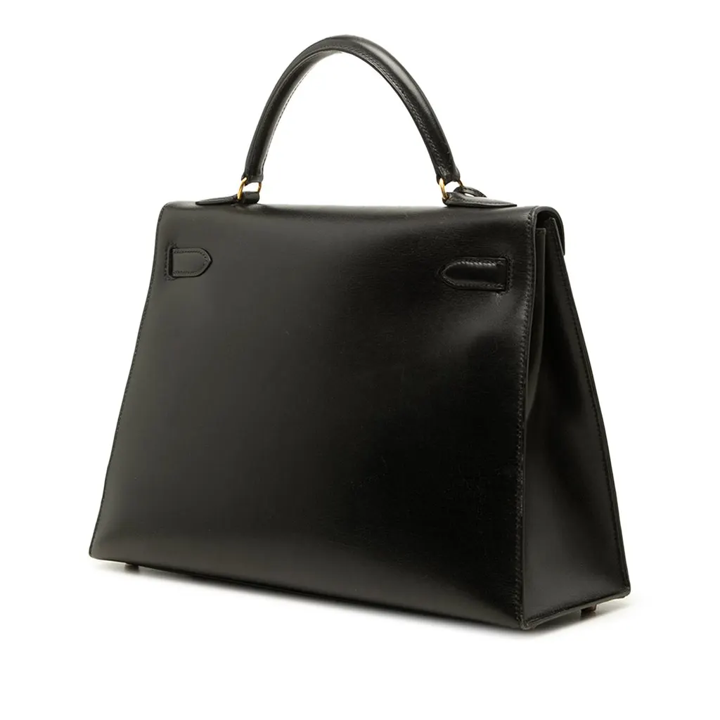 Hermès Box Calf Kelly Sellier 32 Black Leather Good - Back View