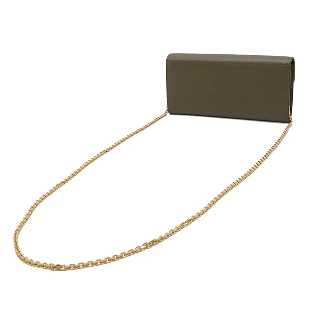 Fendi Smooth and Grained Calfskin Vitello King Cruise FF Diamonds Continental Envelope Wallet On Chain Brown Leather Very good - Back View