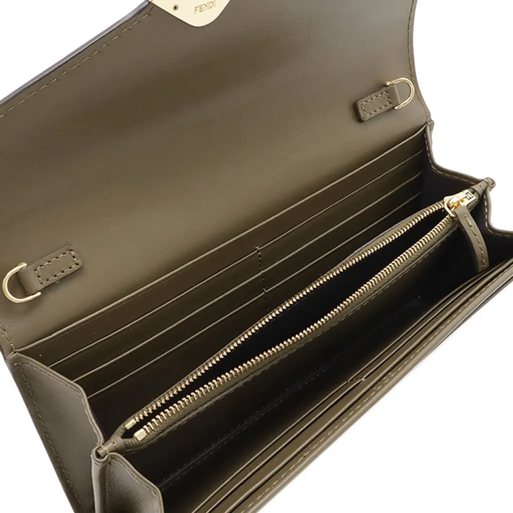 Fendi Smooth and Grained Calfskin Vitello King Cruise FF Diamonds Continental Envelope Wallet On Chain Brown Leather Very good - Inside View