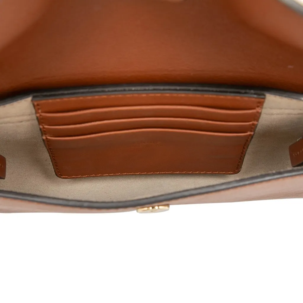 Chloé Mini Calfskin and Suede Faye Chain Crossbody Brown Leather Good - Model View