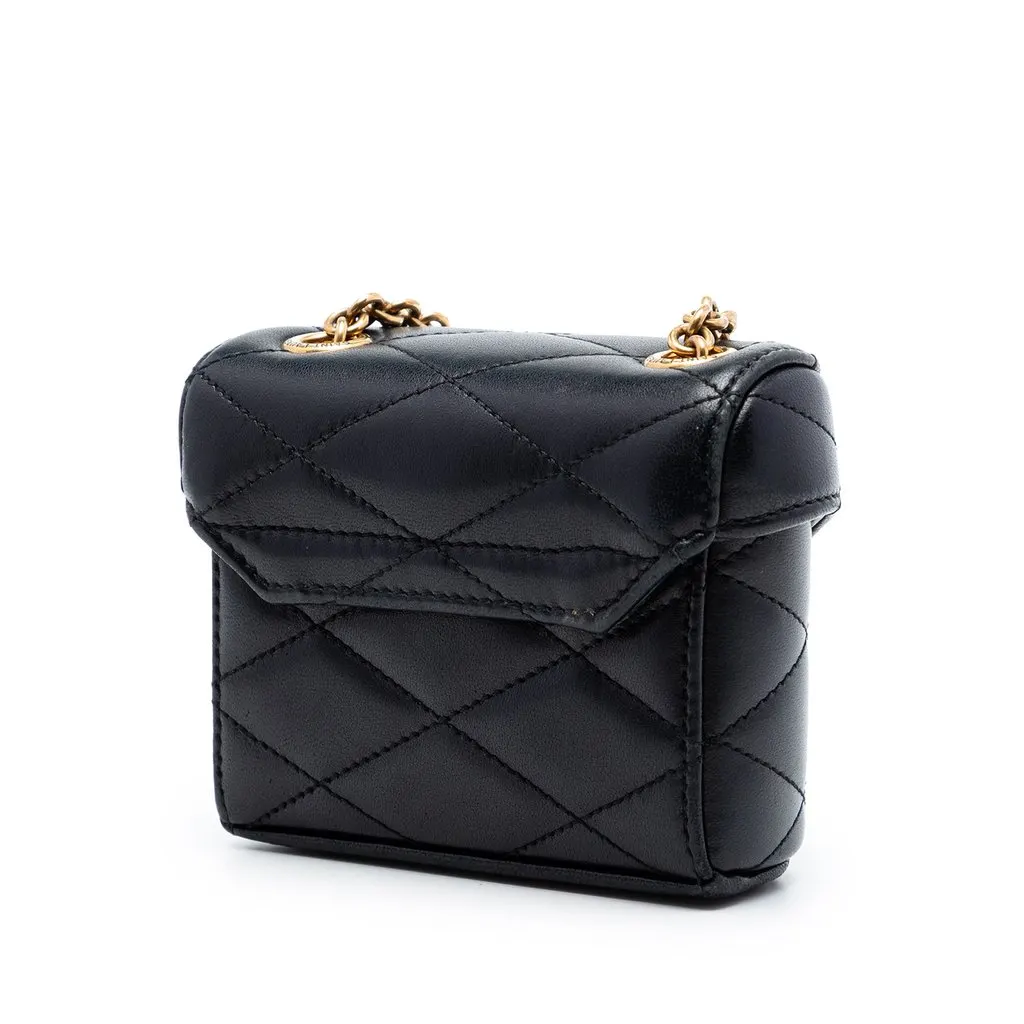 Saint Laurent Micro Quilted Lambskin Monogram June Box Vanity Bag Black Leather Very good - Back View