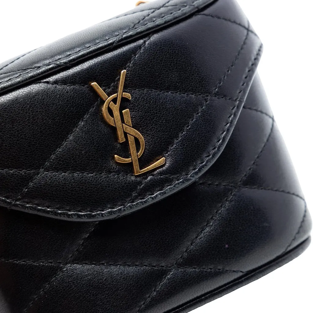 Saint Laurent Micro Quilted Lambskin Monogram June Box Vanity Bag Black Leather Very good - Box View