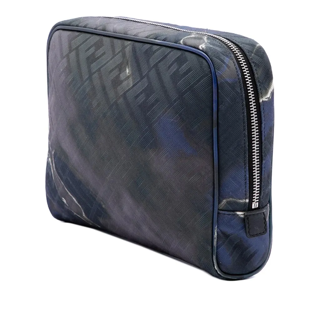 Fendi Zucca Gradient Canvas FF 1974 Toiletry Case Blue Canvas Very good - Back View