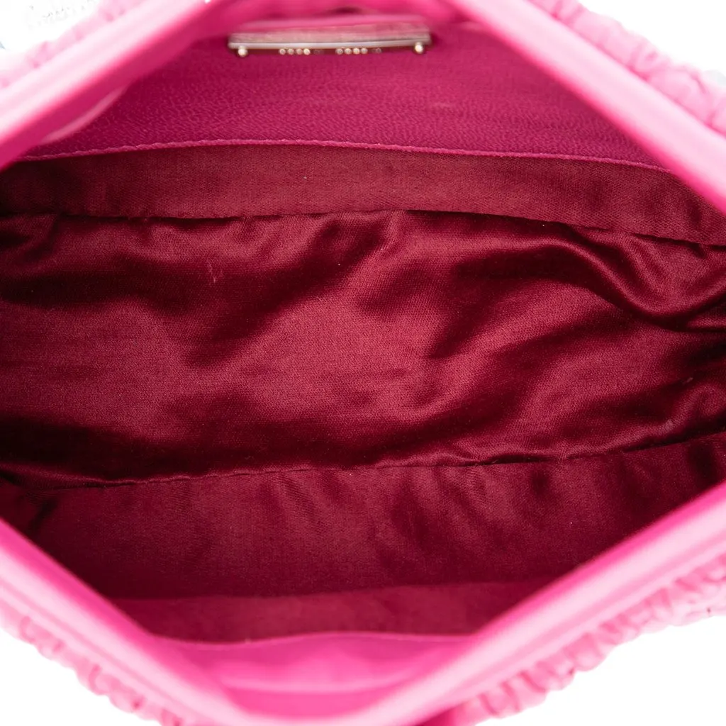 Miu Miu Matelasse Nappa Frame Crystal Chain Satchel Pink Leather Very good - Model View