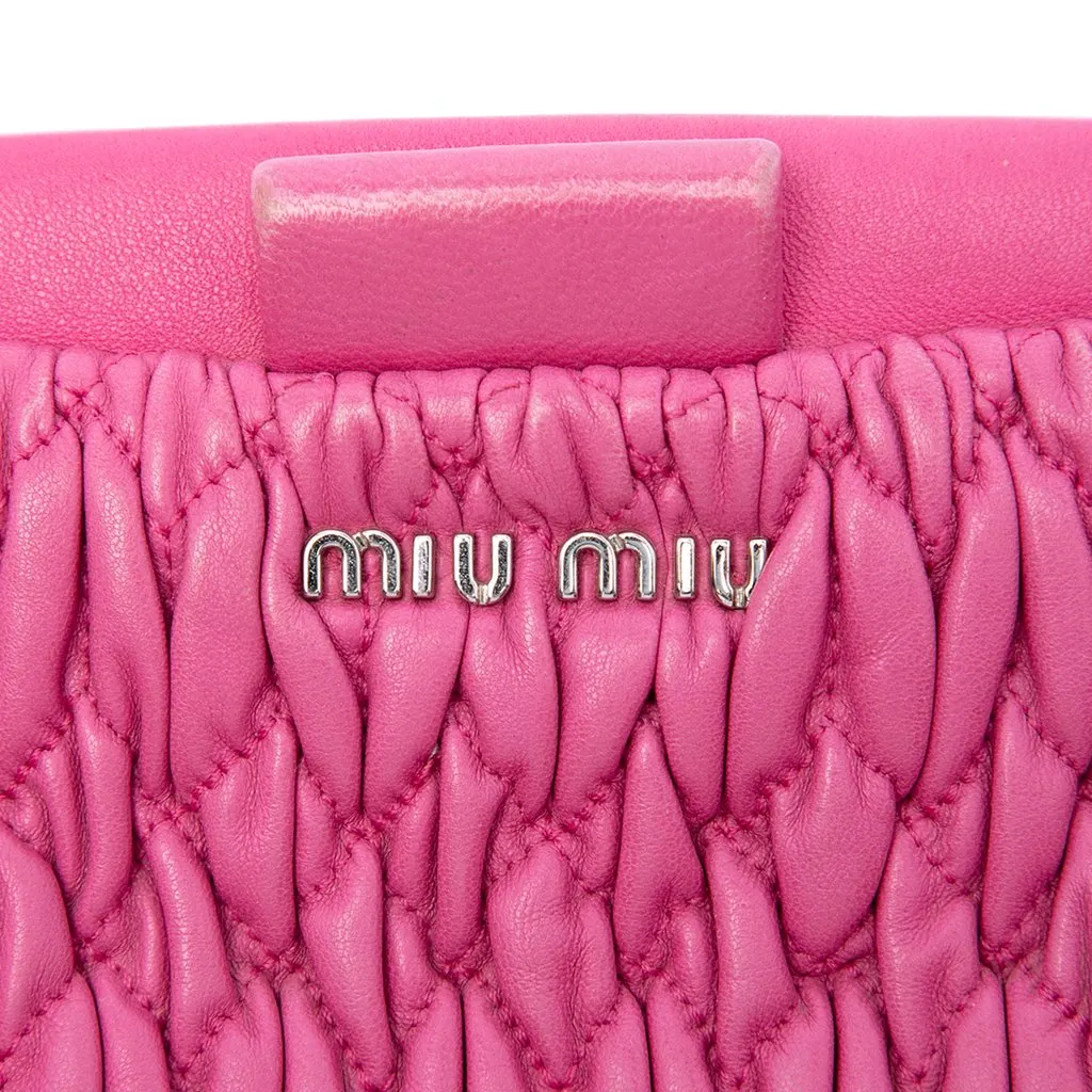 Miu Miu Matelasse Nappa Frame Crystal Chain Satchel Pink Leather Very good - Box View