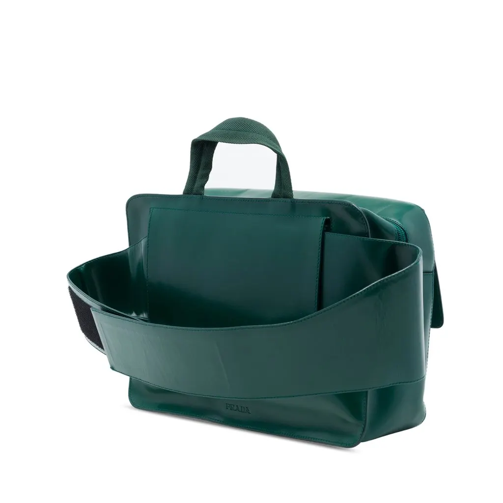 Prada Calfskin Convertible Belt Bag Green Leather Very good - Back View