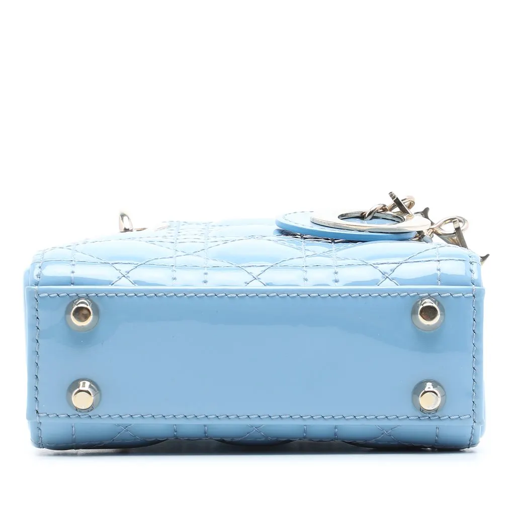 Dior Micro Patent Cannage Lady Dior Blue Leather Very good - Inside View