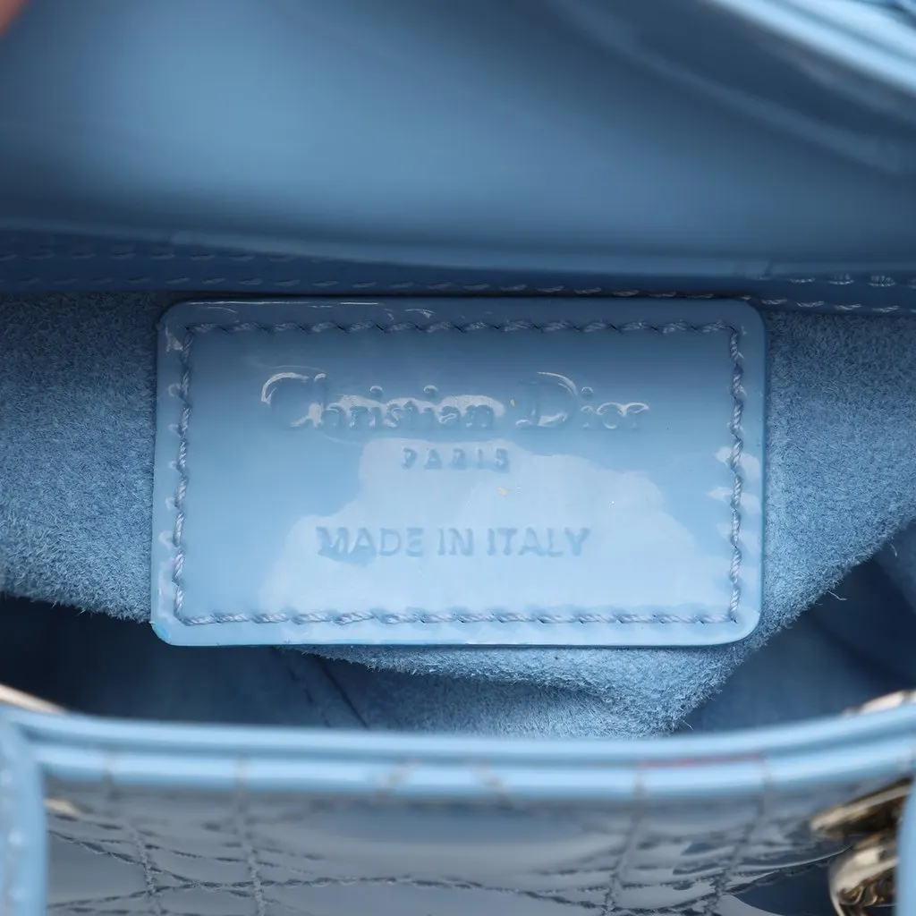 Dior Micro Patent Cannage Lady Dior Blue Leather Very good - Box View