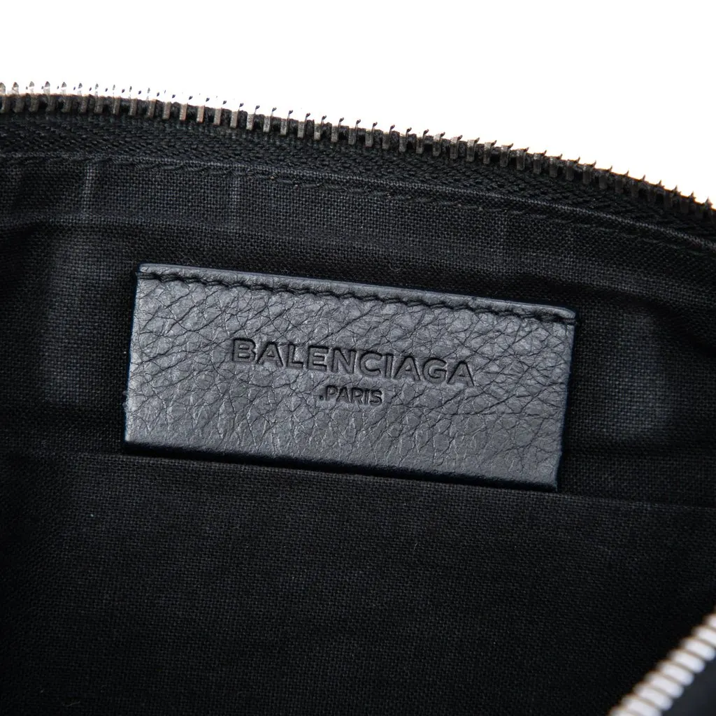 Balenciaga Lambskin Motocross Classic Flat Clutch Black Leather Very good - Box View
