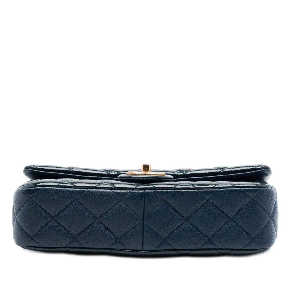 Chanel Paris Salzburg Medium Patent and Goatskin CC Eyelet Flap Blue Leather Very good - Inside View