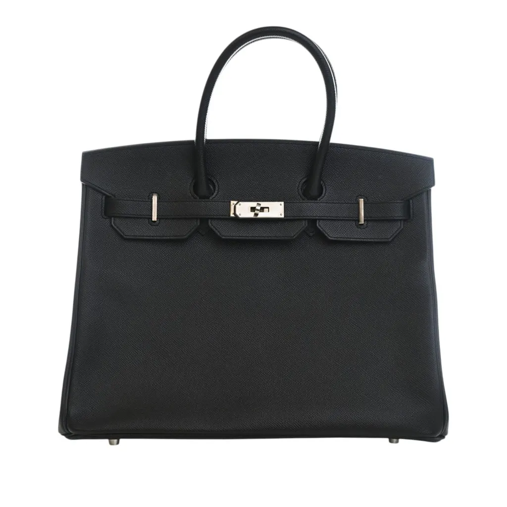 Hermès Epsom Birkin Retourne 35 Black Leather Very good - Front View