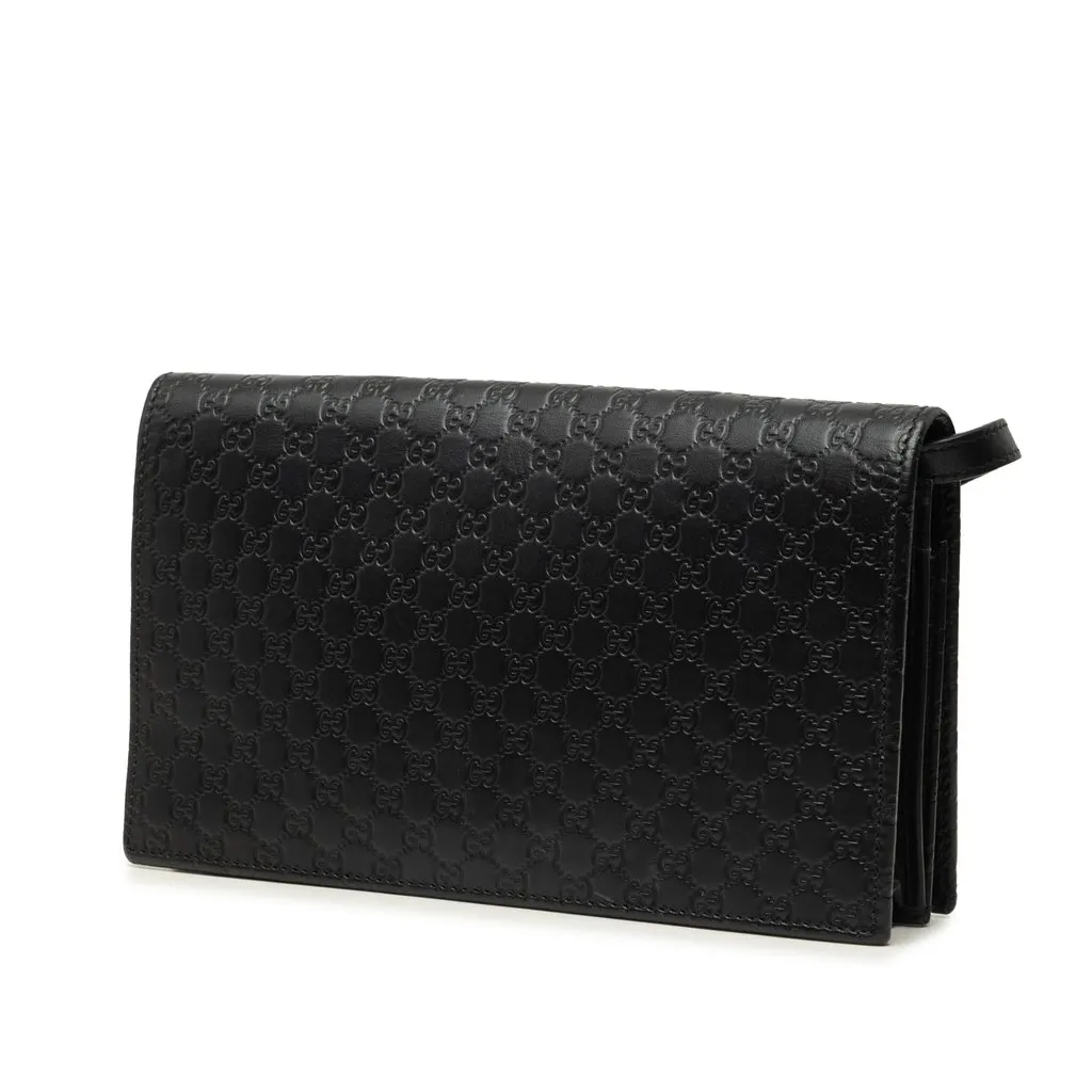 Gucci Microguccissima Wallet on Strap Black Leather Very good - Back View
