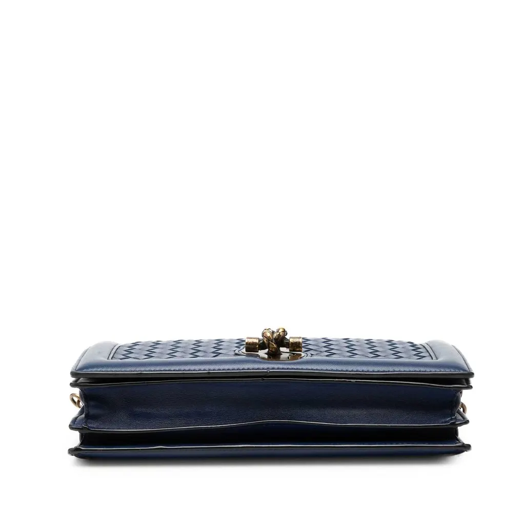 Bottega Veneta Nappa Intrecciato Olimpia Knot Crossbody Blue Leather Very good - Inside View