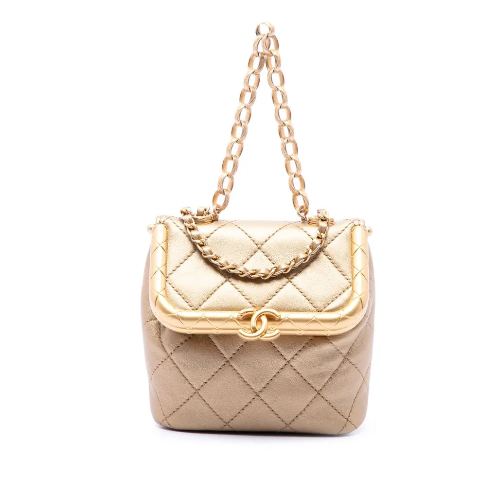 Chanel Micro Quilted Lambskin My Crush Bag Gold Leather Very good - Front View