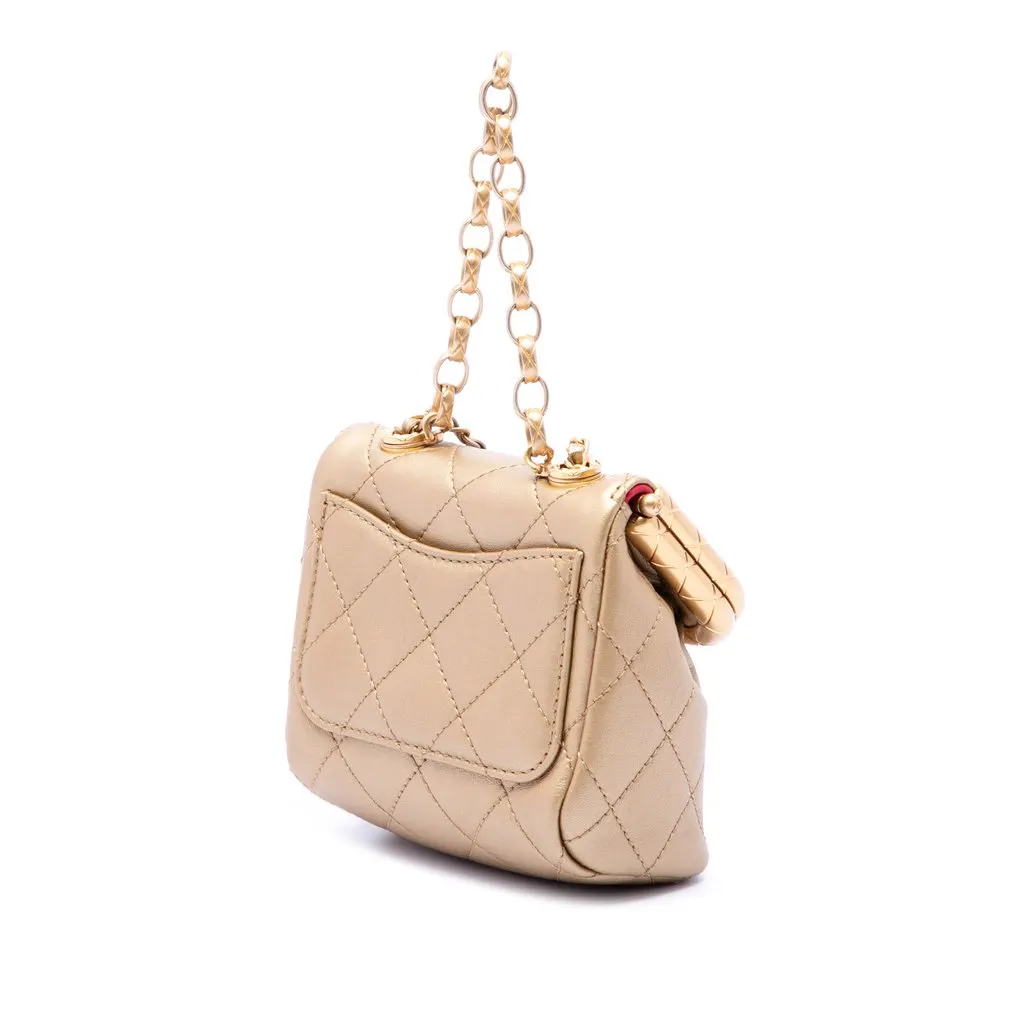 Chanel Micro Quilted Lambskin My Crush Bag Gold Leather Very good - Back View