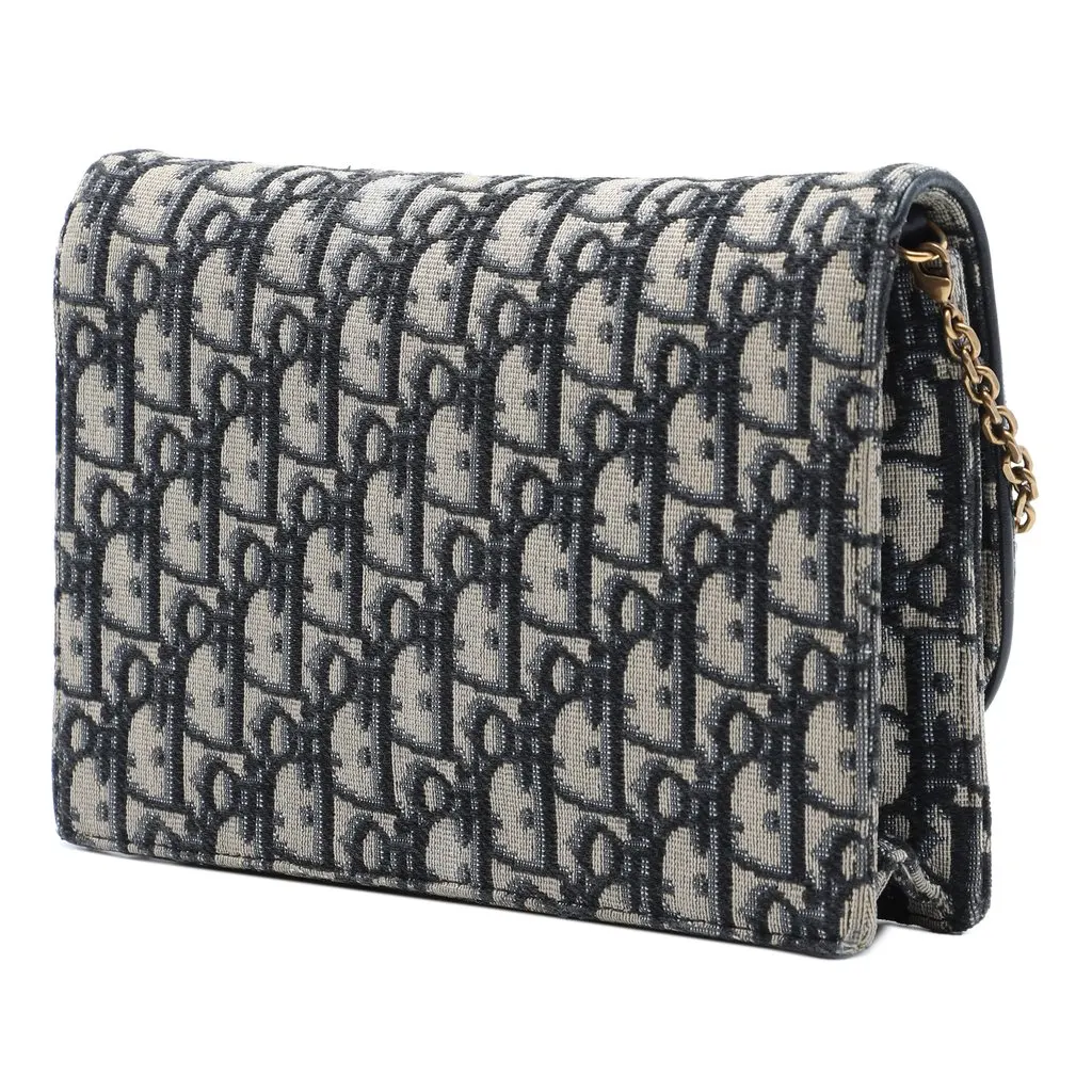 Dior Oblique Canvas Saddle Pouch Wallet on Chain Blue Canvas Very good - Back View