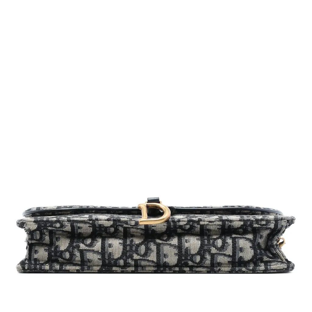 Dior Oblique Canvas Saddle Pouch Wallet on Chain Blue Canvas Very good - Inside View
