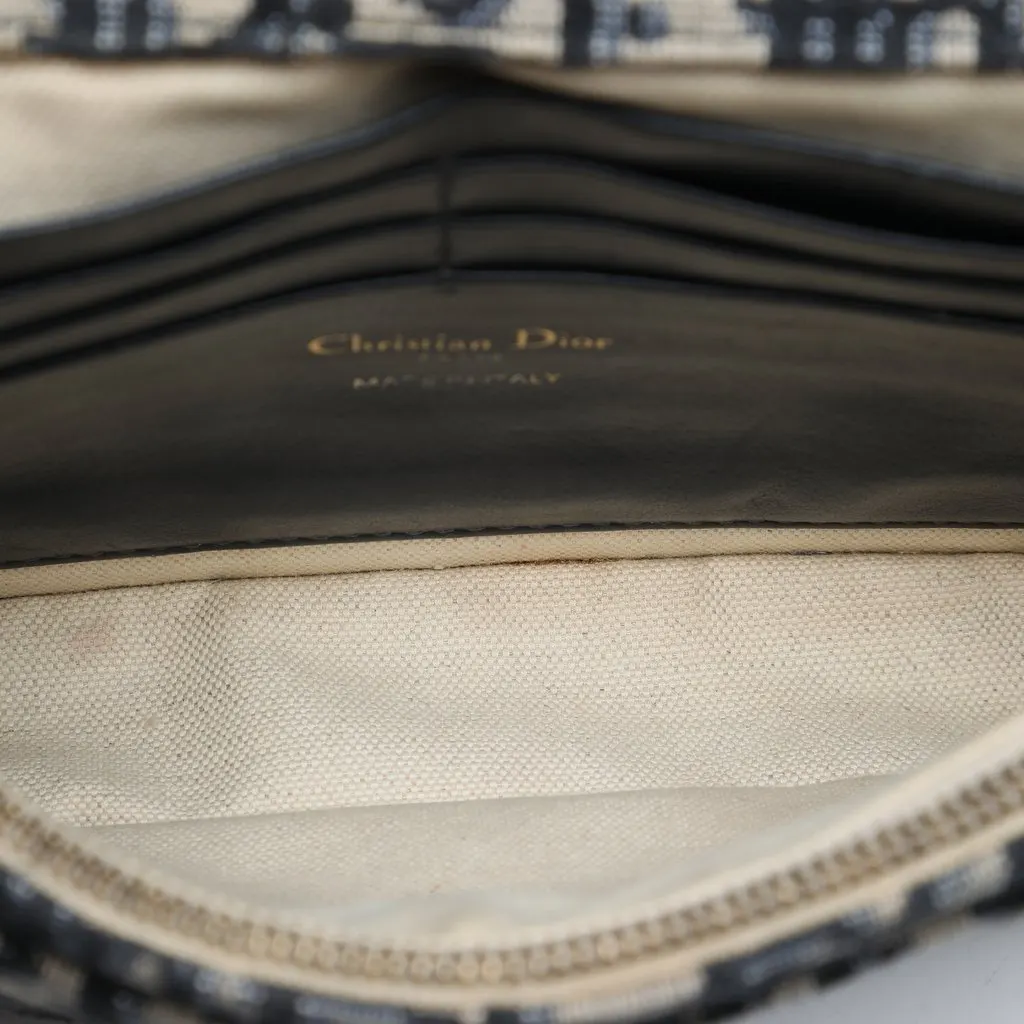 Dior Oblique Canvas Saddle Pouch Wallet on Chain Blue Canvas Very good - Model View
