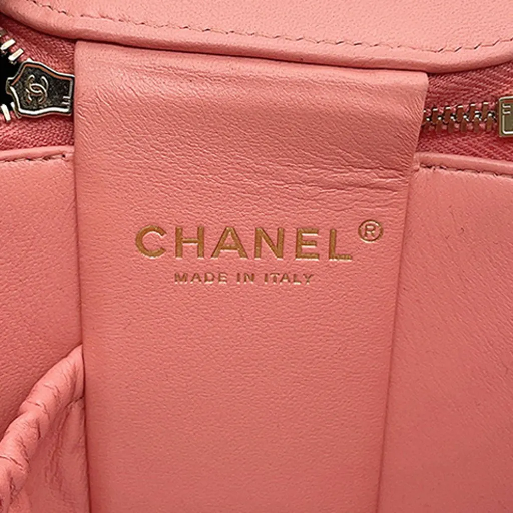 Chanel Quilted Lambskin Afternoon Tea Vanity Case with Chain Pink Leather Very good - Box View