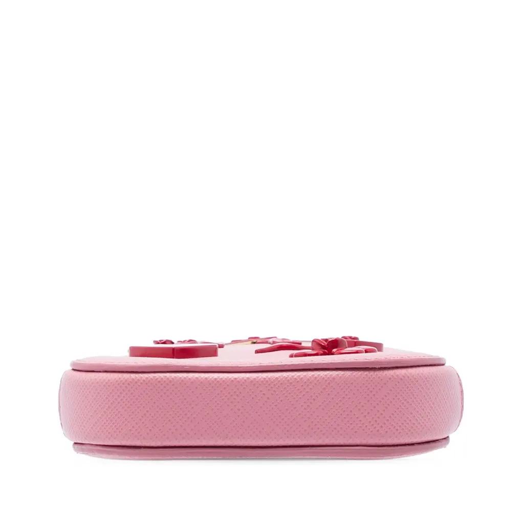 Prada Embellished Saffiano Lux Phone Pouch Pink Leather Very good - Inside View