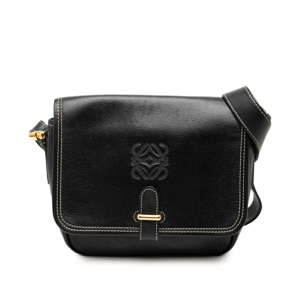 LOEWE Leather Anagram Crossbody Black Leather Very good - Front View
