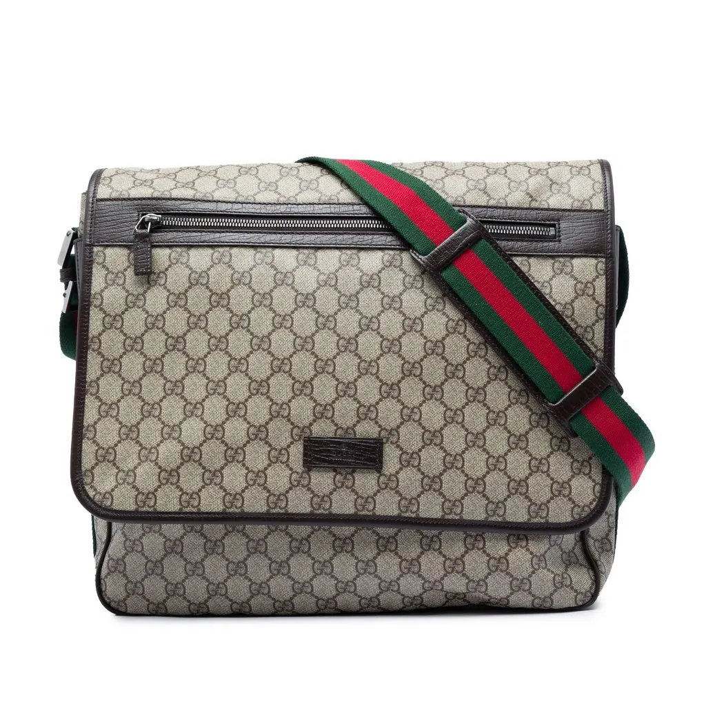 Gucci GG Supreme Web Crossbody Beige Very good - Front View