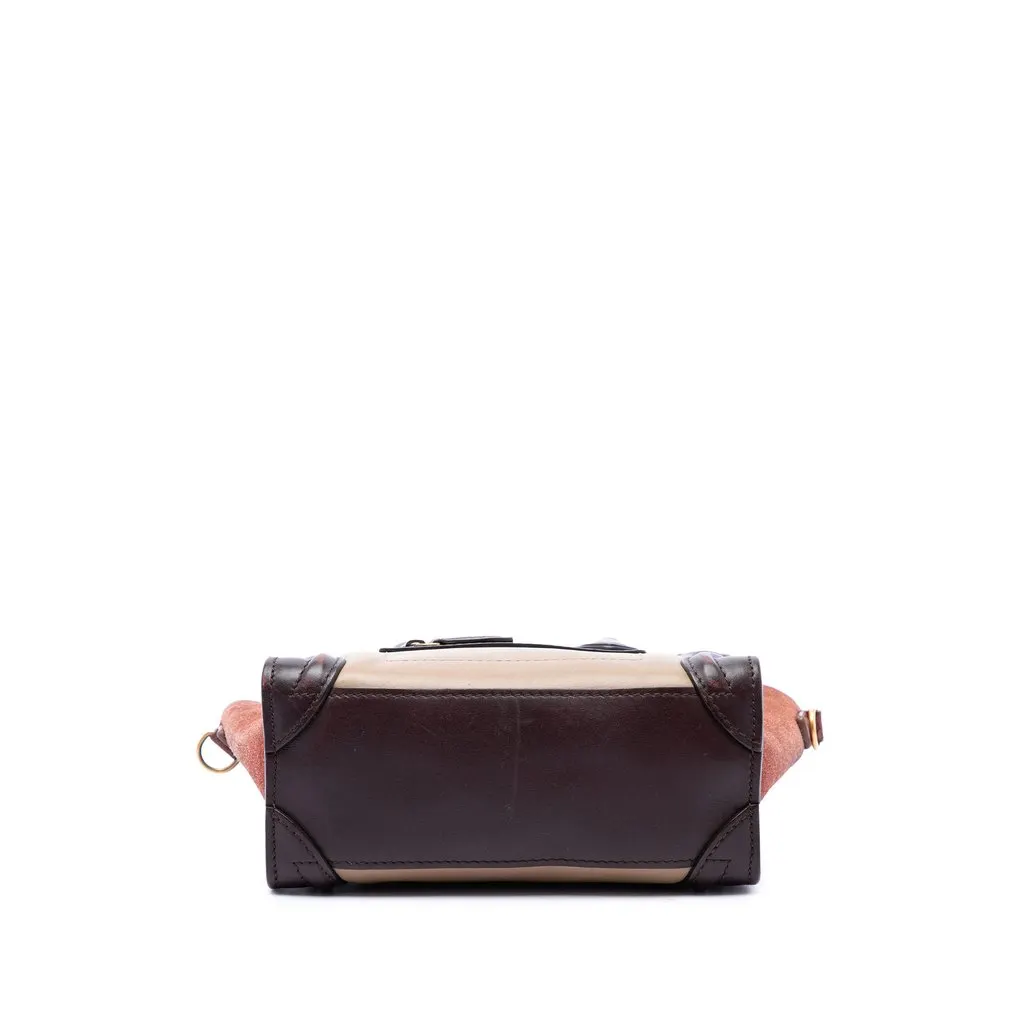 Celine Nano Tricolor Calfskin and Suede Luggage Tote Brown Leather Very good - Inside View