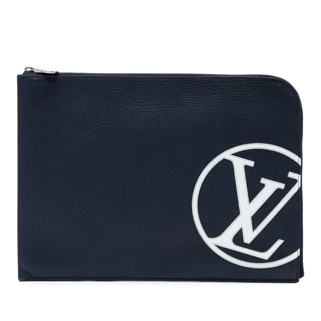 Louis Vuitton Taurillon Initials Circle Pochette Jour GM Blue Leather Very good - Front View