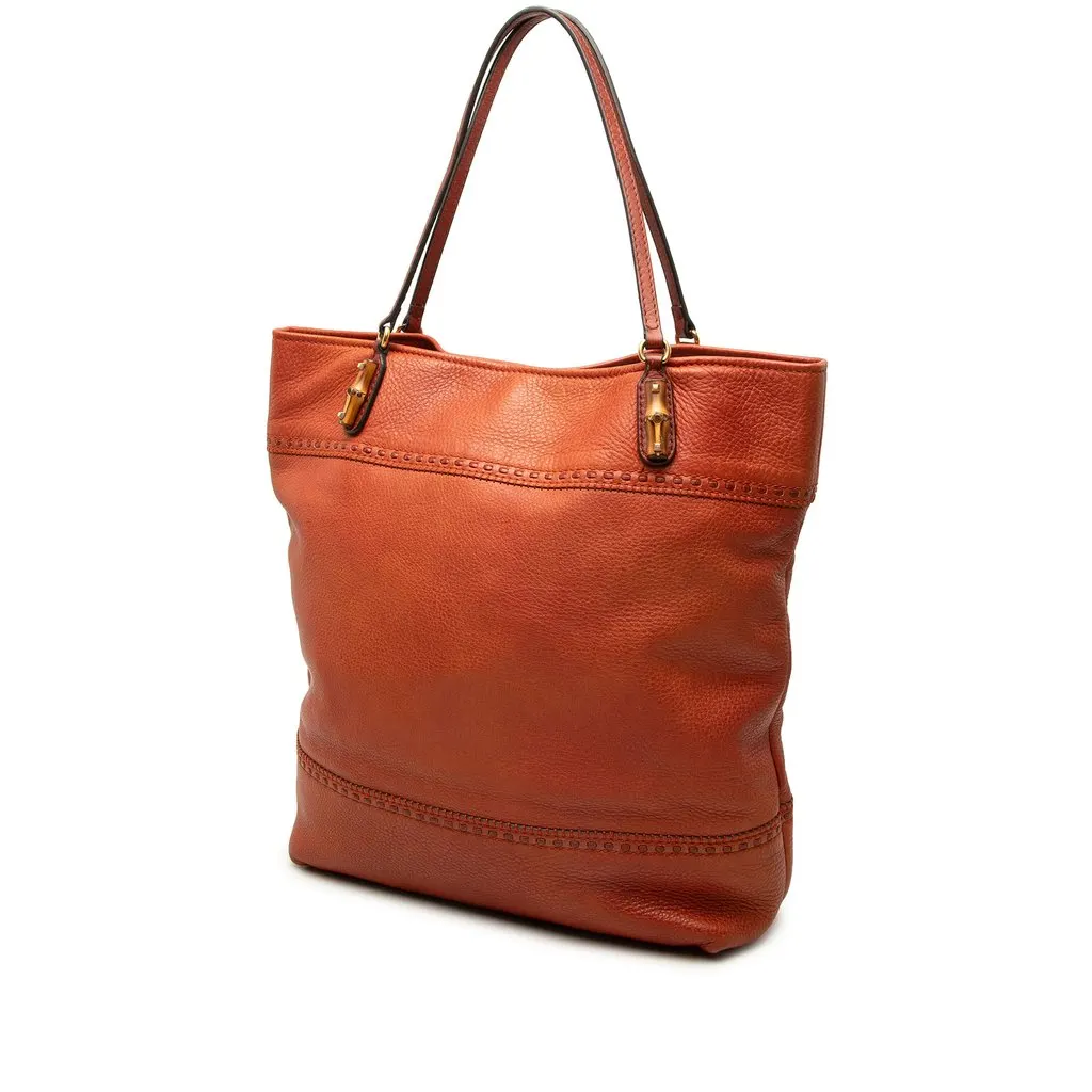 Gucci Large Calfskin Laidback Crafty Tote Orange Leather Good - Back View