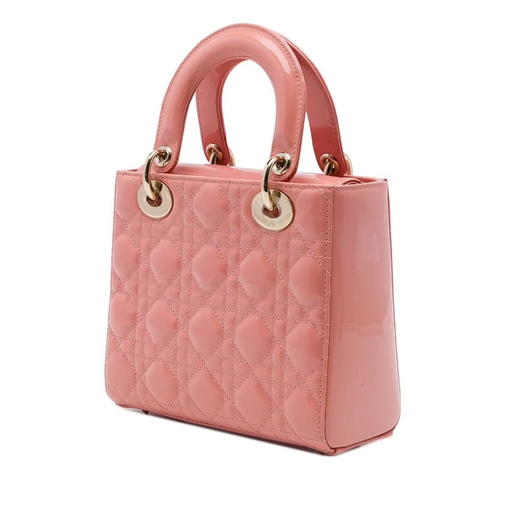 Dior Small Patent Cannage Lady Dior Pink Leather Very good - Back View
