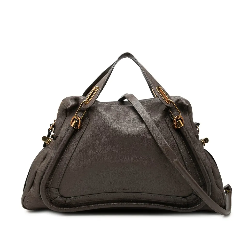 Chloé Large Leather Paraty Satchel Brown Leather Very good - Front View