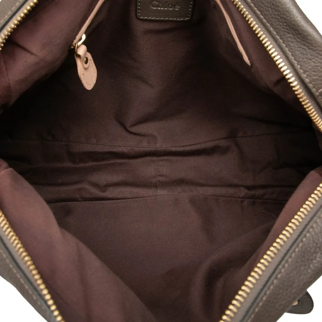Chloé Large Leather Paraty Satchel Brown Leather Very good - Model View