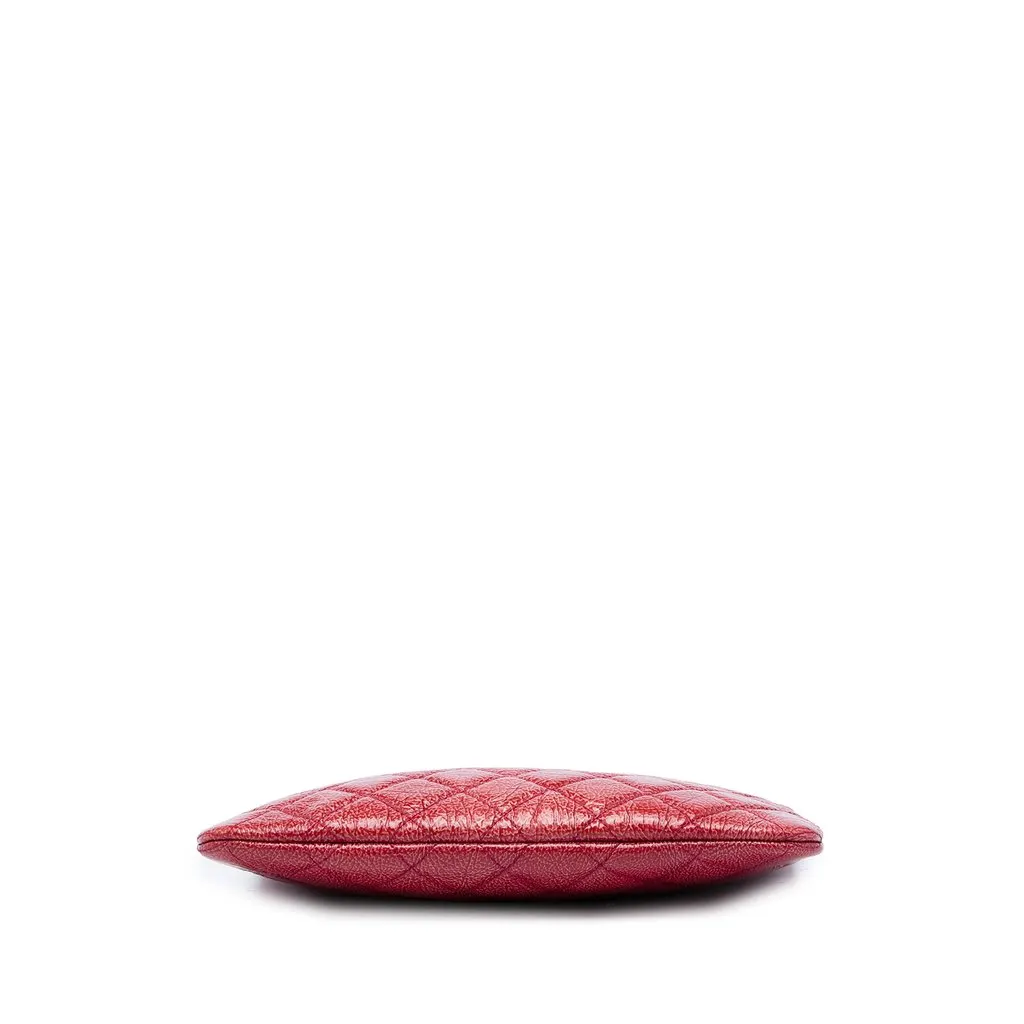 Chanel Small Crinkled Patent O Case Clutch Red Leather Very good - Inside View