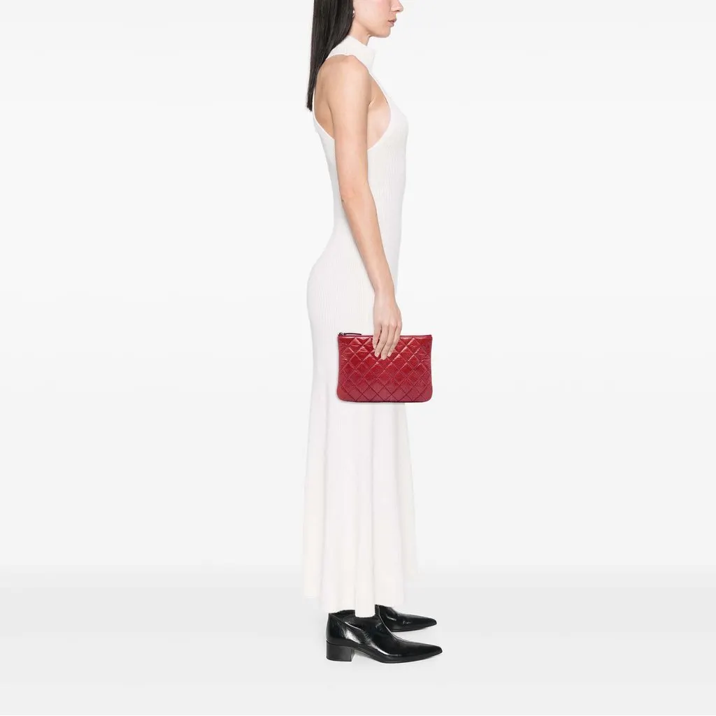 Chanel Small Crinkled Patent O Case Clutch Red Leather Very good - Box View