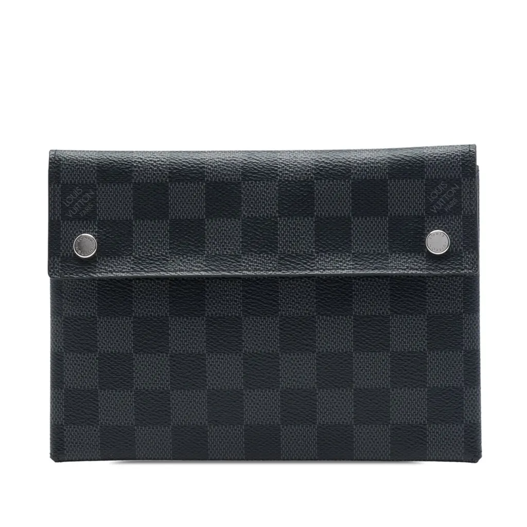 Louis Vuitton Damier Graphite Alpha Pochette MM Black Canvas Good - Front View