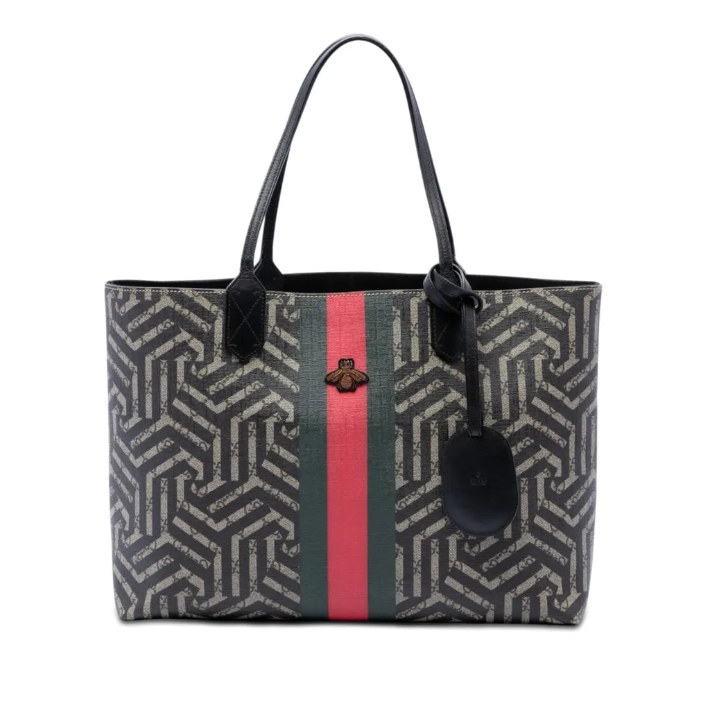 Gucci GG Supreme Caleido Web Tote Beige Canvas Good - Front View