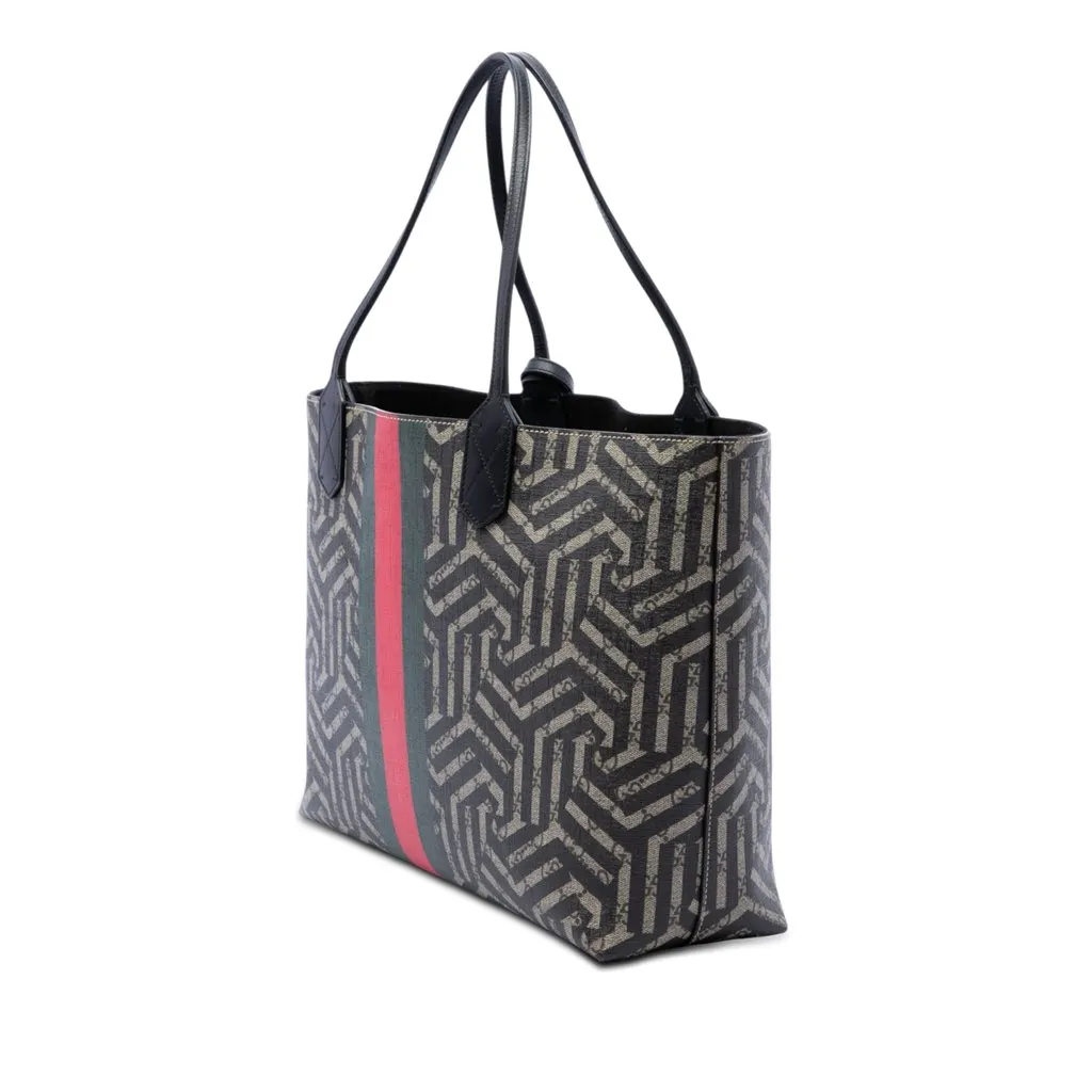 Gucci GG Supreme Caleido Web Tote Beige Canvas Good - Back View
