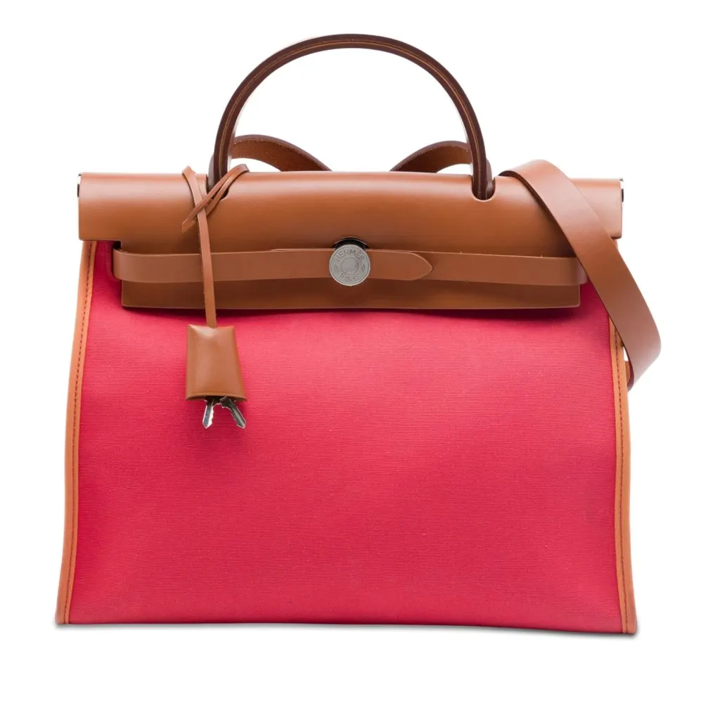 Hermès Toile Herbag Zip 31 Pink Very good - Front View