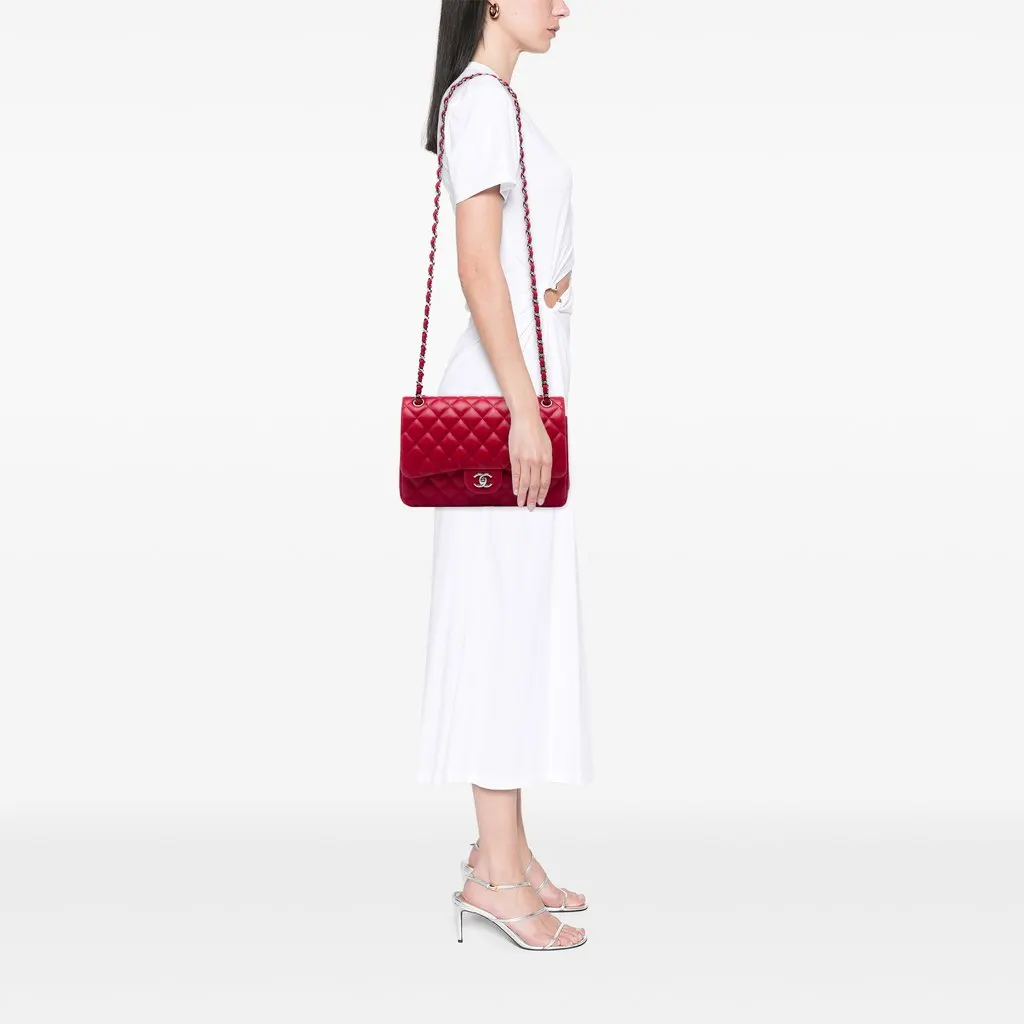 Chanel Jumbo Classic Lambskin Double Flap Red Leather Very good - Box View