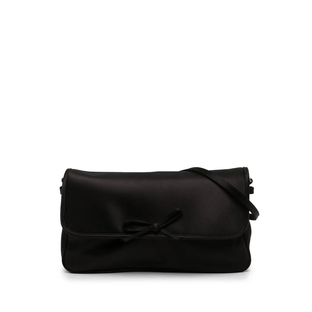 Balenciaga Satin Leopolda Pochette Black Satin Very good - Front View