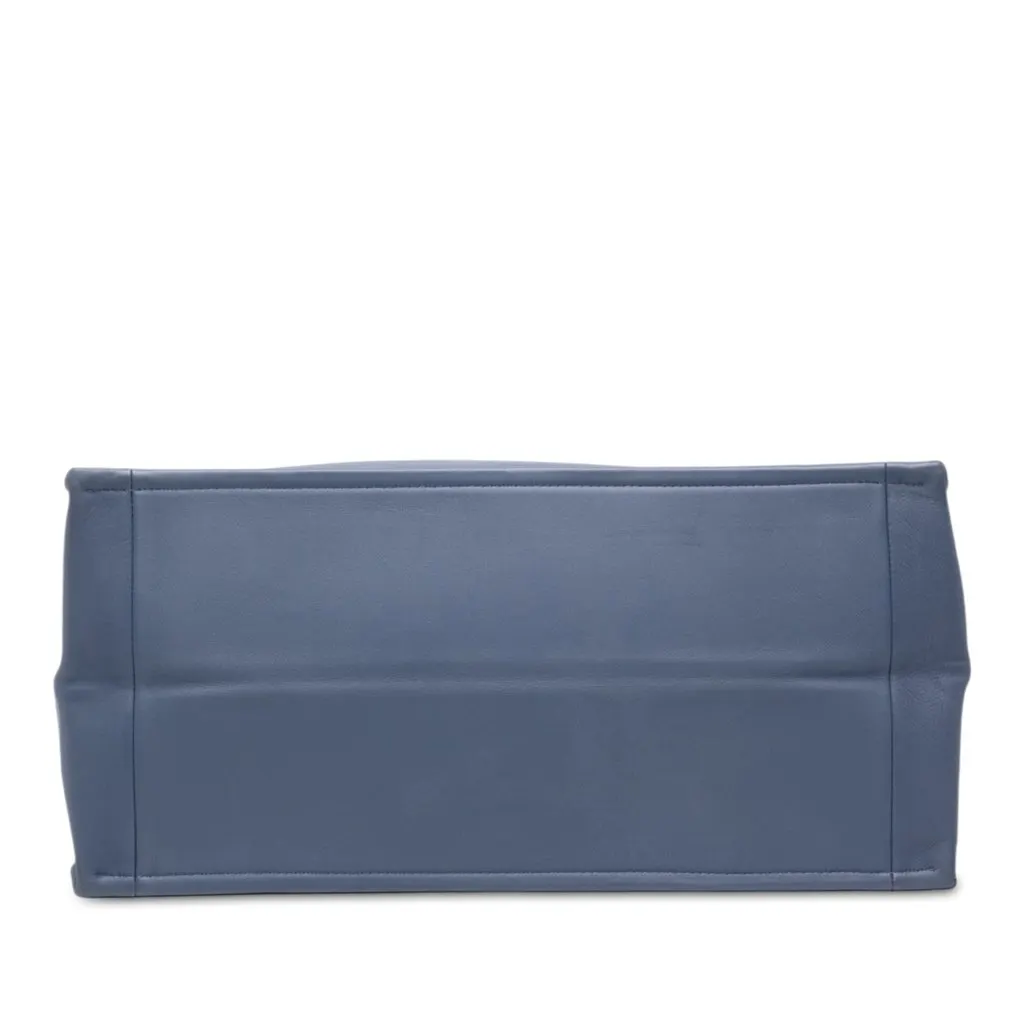 Dior Medium Embossed Leather Book Tote Blue Leather Good - Inside View